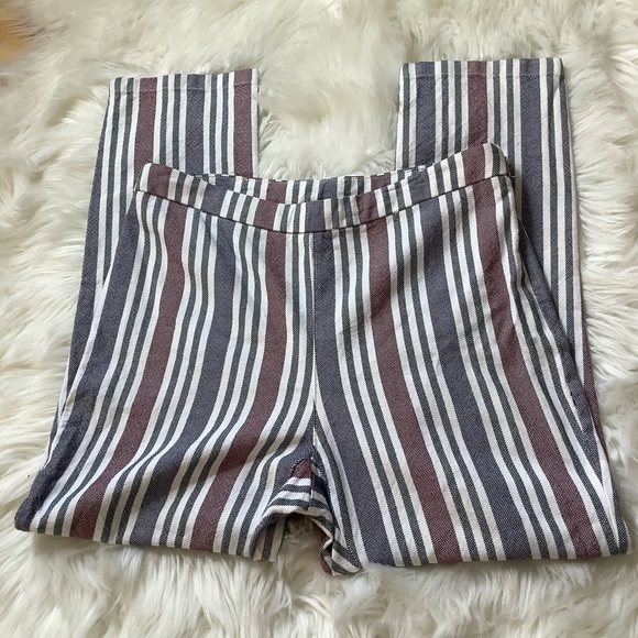 Free People Mod Linen Blend Boho Striped Trouser Pants 8 - Picture 2 of 9